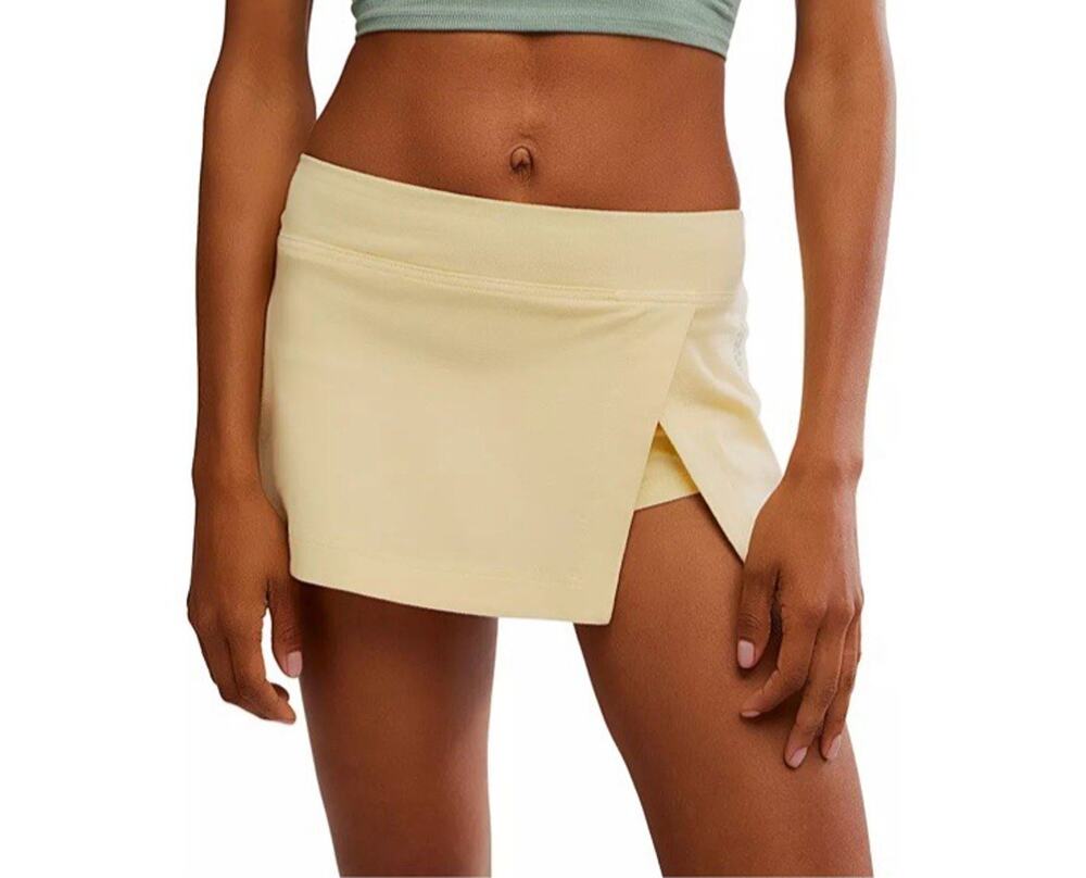 Free People Light Yellow Overlap Athletic Skort
